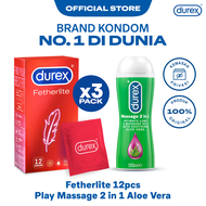 Durex Fetherlite 12s x 3pcs + Lube 200ml - Kondom Tipis Aman Pria
