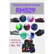 Bowling Package -Brunswick Tzone polyester - Xtech Shoe - Xtech 1 Ball tote - X Proshop - X Pro Shop