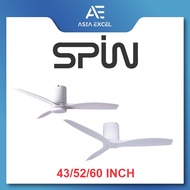 SPIN QUINCY 3 BLADE 43/52/60 INCH WHITE SMART WIFI DC CEILING FAN WITH REMOTE CONTROL