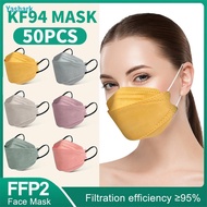 ✅50pcs Morandi Color Korean Kf94 Mask Ffp2 Fish Masks Protective Face Masks Kn95 Approved Hygiene Sa