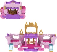 Disney Princess Toys, Carriage to Castle Transforming Playset with Aurora Small Doll, 3 Levels, 6 Pl