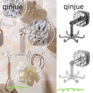 QINJUE Hanger Rack, ABS Adhesive 360° Rotating Hook, Kitchen Gadgets Multifunctional No-Punch Six-claw Gadgets Organizer Hook for Home Bathroom Decor