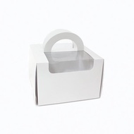 5 pcs 6′′ x 6′′ x 4′′ Tote Box White with window and handle Cupcake Holder Cake Board