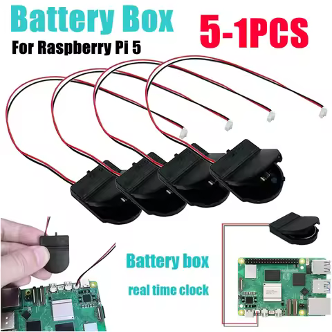 5-1PCS For Raspberry Pi 5 RTC Battery Box Real-time Clock Battery Module with Battery/without Batter