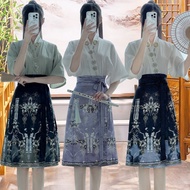 Hanfu Costume woman Thin style jacquard dyed horse face skirt 马面裙 馬面裙 女裝 大码 馬面裙套裝 Dsmyz2514