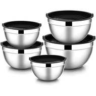 5 Pcs Mixing BowlStainless Steel Stackable Salad Bowl with Airtight LidServing Bowl for Kitchen Cook