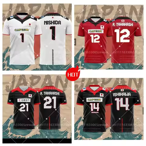 Japan Volleyball Jersey Men Women Clothes R.Takahashi No.21 Ishikawa No.14 Sports Casual Breathable 