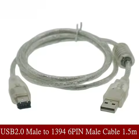 1 X Firewire IEEE 1394 6 Pin Male To USB 2.0 Male Adaptor Convertor Cable Cord 1.5M 5FT