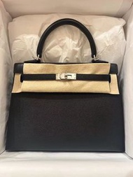 Hermes Kelly 25 黑銀 epsom b