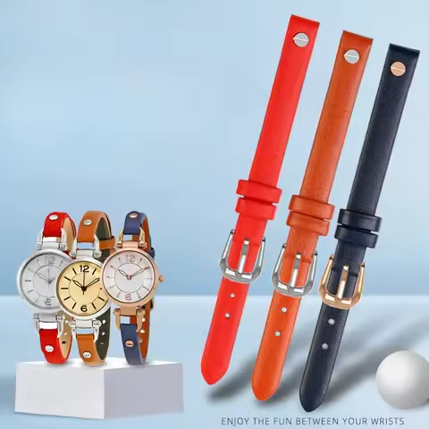 For Fossil Watchbands Women Es3565 Es4000 Es4119 Series Replacement 8mm Blue Red Orange Leather Cowh