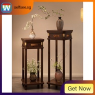 [in stock] Solid Wood Flower Stand Living Room Floor-standing Storage Rack Balcony New Chinese Style