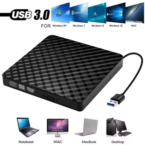 New USB 3.0 External DVD Burner Writer Portable CD DVD /-RW Optical Drive Burner Writer for Windows1