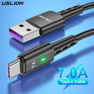 Uslion สาย USB Type C ความเร็ว7A, สายชาร์จเร็วสายดาต้าสำหรับ MacBook Samsung S22 S20 Xiaomi 12สำหรับหัวเว่ยชนิด C