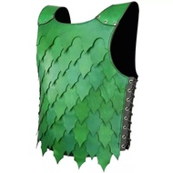 Medieval Elven Knight PU Leather Green Chest Armor Viking Pirate Warrior Cosplay Costume Outfit Stea
