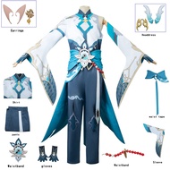 เกม Honkai: รถไฟรูปดาว Dan Heng ชุดคอสเพลย์ผู้หญิง Imbitor Lunae Dan Feng Headwear 11ชิ้นเครื่องแต่ง