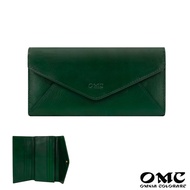 [OMC] Italian Vegetable Tanned Leather Envelope Style Cowhide Long Clip 95115 (Green)
