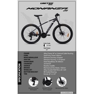 [KSB] Mountain Bike MTB UNITED 24 Inch 26 Inch By UNITED MONANZA SHIMANO ALLOY DISC Hydraulic Bike f
