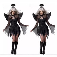 Devil Role Play Halloween Costume with Black Angel Wings