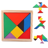 7 pcs Wooden Intelligence Game Wood IQ Puzzle Jigsaw Tangram Creative Block