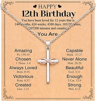 Happy 10th/11th/12th/13th/14th/15th/16th/17th/18th/21st Birthday Gifts for Girls Her, Cross Necklace