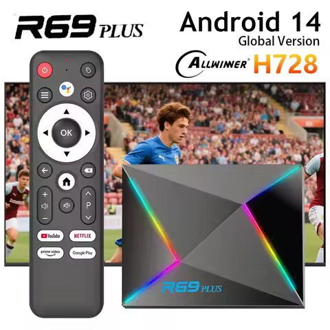 R69 PLUS Android 14 TV Box Allwinner H728 4GB 64GB 8K USB3.0 Video Decoding BT5.X Wifi6 1000M LAN Se