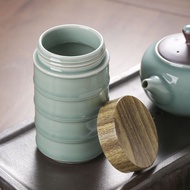 [Multipurpose] Celadon family tea tube, sealed ceramic herbal tube, storage tube, packaging tube