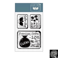 Vintage Coffee Tag Label Cafe Hopper Clear Transparent Rubber Stamp