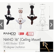 FANCO NANO 16" Corner Fan: Ceiling Fan or Wall fan mounting + Remote + Last Speed Memory