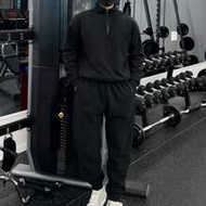 Men Casual Solid Half Zip Sweatshirt & Sweatpants Gym Clothes, Going Out, Men's Jogging Outfits, Gym