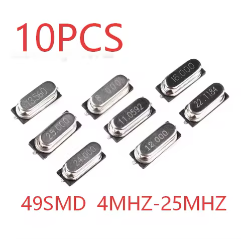 SMD HC-49SMD 2Pin Passive Crystal Oscillator - High Precision Quartz Resonator 25MHZ 24MHZ 8MHZ 16MH