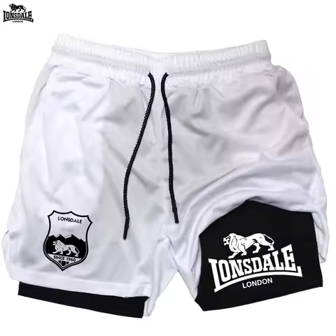 LONSDALE Running Shorts Men's Gym Sports Shorts 2 In 1 Quick Dry Workout Training Gym Fitness Joggin