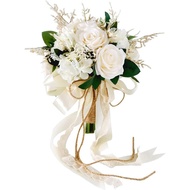 Wedding Bouquets for Bride Bridesmaid Bouquet Champagne White Rose Artificial Roses for Wedding Chur