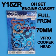 OH SET Y15ZR ENGINE GASKET FRCM 63MM 65MM 68MM 70MM 72MM 73MM FULL FRCM  ASHUKA （COOPER HEAD GASKET）