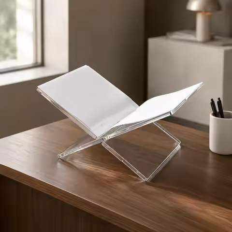 X-Shaped Reading Stand X-Frame Acrylic Book Stand Foldable Book Holder Transparent