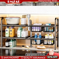【UPGRADED】Extendable Stainless Steel Under Sink Organizer Rack Kitchen Organizer Shelf Rak Bawah Sin