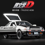 1:28 Alloy Diecast Toy Cars Pull Back Initial D AE86 Car Model Scene Display Sound Light Vehicles Gift For Kids