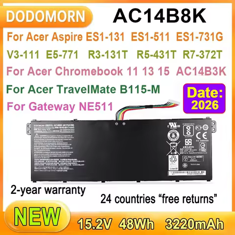 New AC14B8K Laptop Battery For Acer Aspire ES1-131 ES1-311 V3-111 V5-122 E5-771 R3-131T R5-431T V3-3