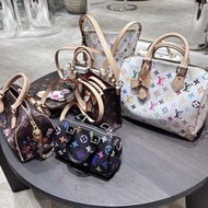 LOUIS VUITTON LV Takashi Murakami BLACK WHITE MONOGRAM HANDBAG BAG  Speedy Wallet Card Holder 村上隆聯名 