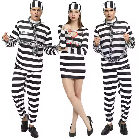 Adult Inmate Costume Orange Prisoner Jumpsuit Jailbird Outfit for Halloween Orange Prisoner Costume 