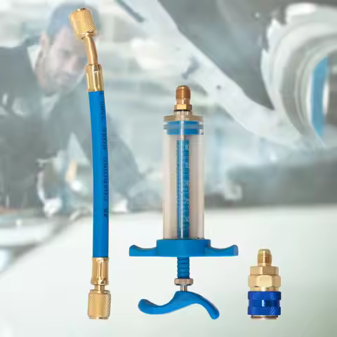 Auto Oil Dye Injector 1Oz Car Oil Injection Tool 1/4 SAE Refrigerant Fluid Filler Tube Low Side for 