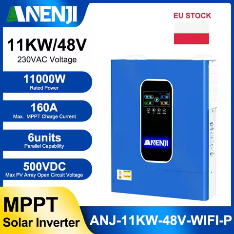 ANENJI 11KW Hybrid Solar Inverters 220V 48V MPPT Inverter Wifi Parallel 6 Max 인버터 inversor solar híb