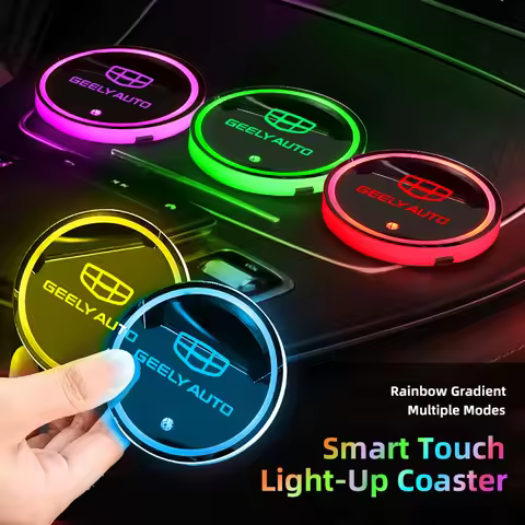 Car Coaster Pad Colorful Led Atmosphere Light Water Cup Mat Interior For Geely Atlas Coolray Emgrand