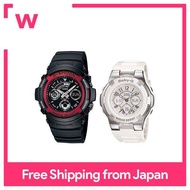 CASIO [With pair watch storage box] Pair Watch G-Shock Baby G Anadigi Black x Red White x Silver Gift AW-591-4ABGA-110-7B Watch