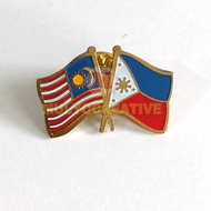 Cross Flag Pin Malaysia Philippines - Malaysia and Philippines Friendship Flag Brooch Pin