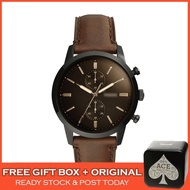 [ORIGINAL] [F BRAND] FS5437 Townsman 44mm Chronograph Brown Leather Men Watch Jam Tangan Lelaki