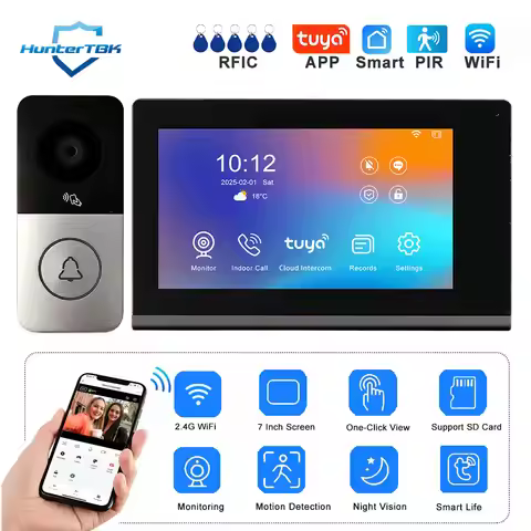 WiFi Video Intercom 1080P Smart Doorbell Camera Video Recording 2 Way Audio Tuya Smart Home APP Unlo
