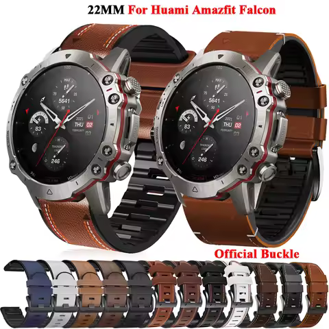 22mm Leather+Silicone Watch Straps For Huami Amazfit Falcon Wristband QuickFit Watchbands For Approa