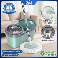 IKEA Spin Mop With Spinner Stainless Steel Bucket Auto Spin Mop Magic Spin 360 Tornado Mop Hands Fre