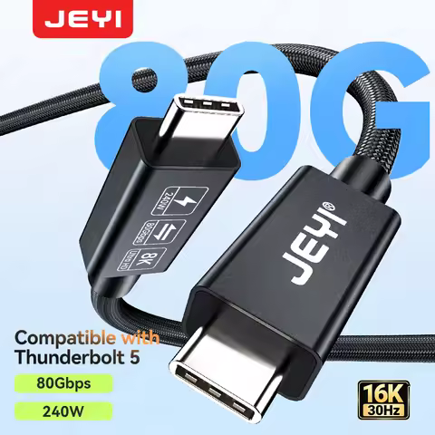 JEYI TB 5 Cable 80Gbps 120Gbps Bandwidth - 16K/8K Video, 240W PD Fast Charging, Nylon Braided