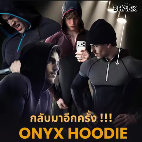 SHARK fitness long sleeved men's ONYX5.0 hoodie base shirt GYM ONYX5.0 agate high elasticity T-shirt